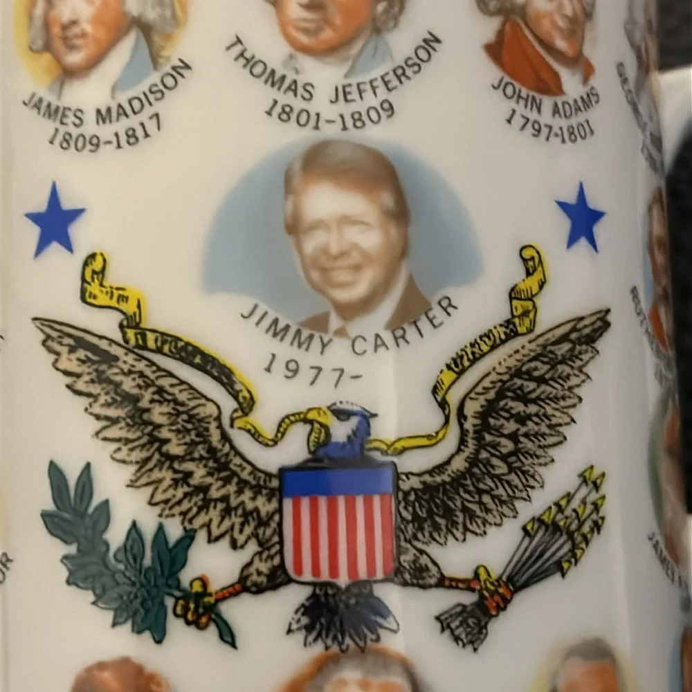 Vintage Late 70s President Jimmy Carter commemorative 8 ounce ceramic coffee mug